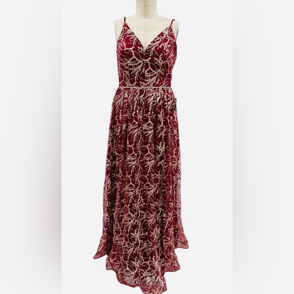 Soiéblu Burgundy Sequin Lace Formal Dress XS Prom Wedding Guest brand new - Picture 5 of 10